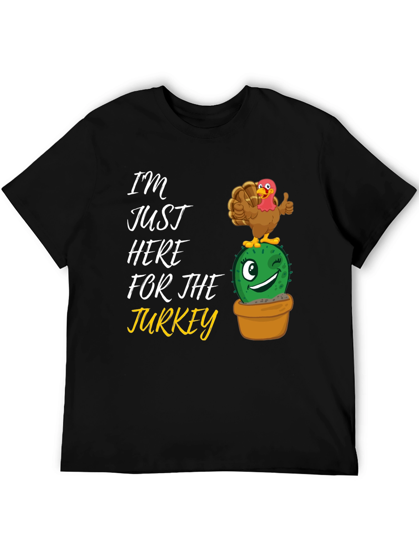 Funny Thanksgiving Turkey Cactus Graphic T-Shirt