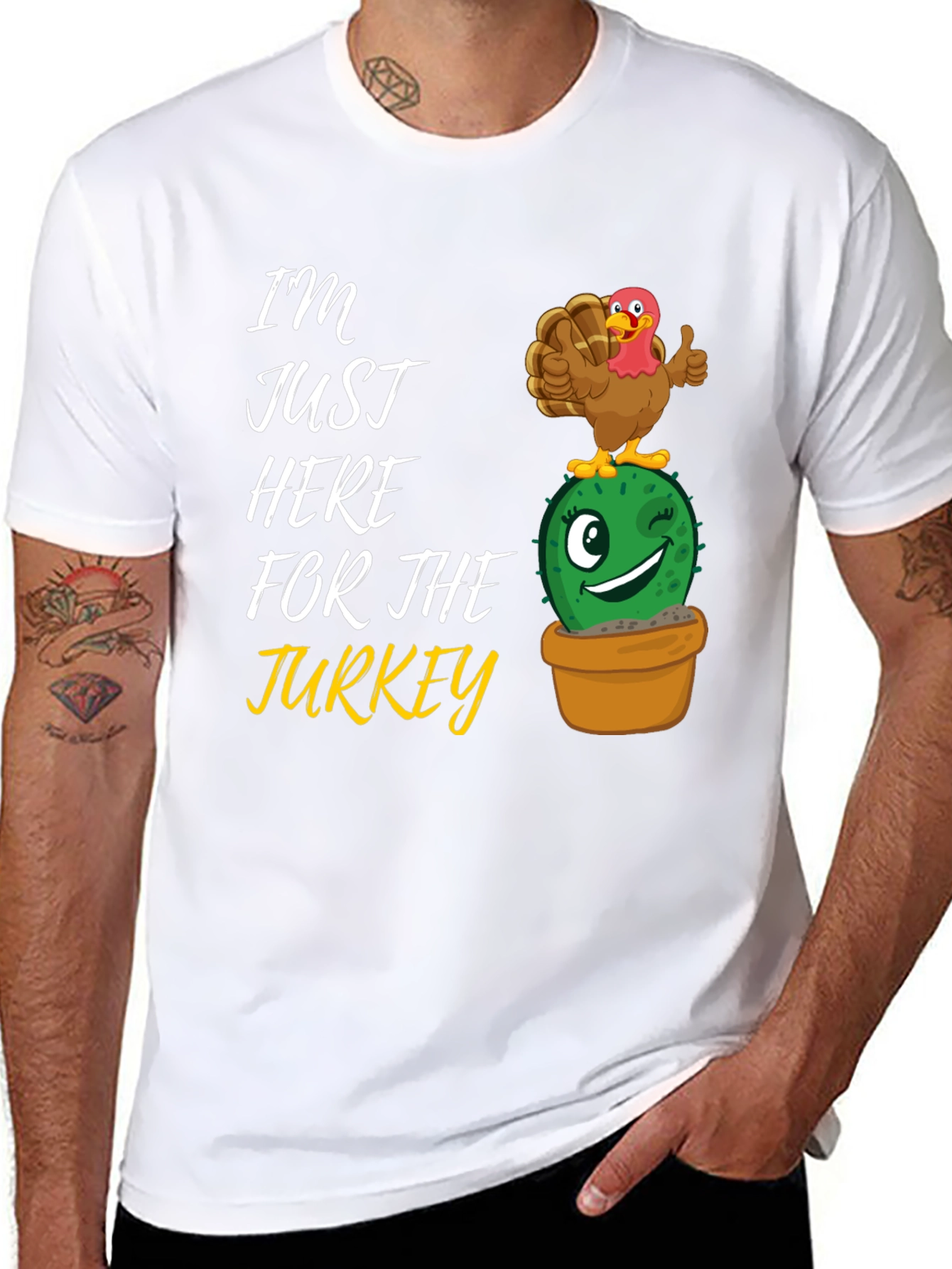 Funny Thanksgiving Turkey Cactus Graphic T-Shirt