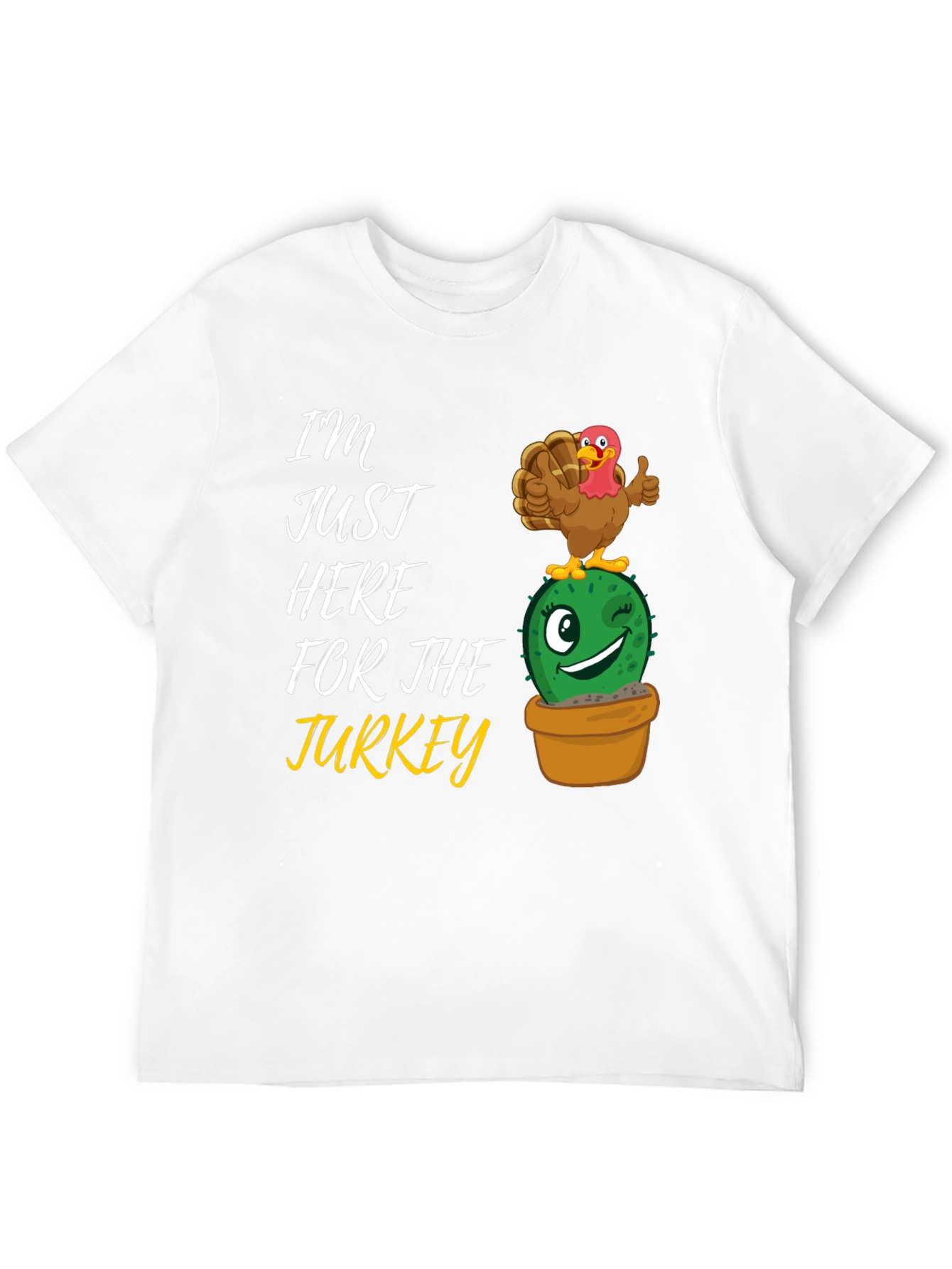 Funny Thanksgiving Turkey Cactus Graphic T-Shirt