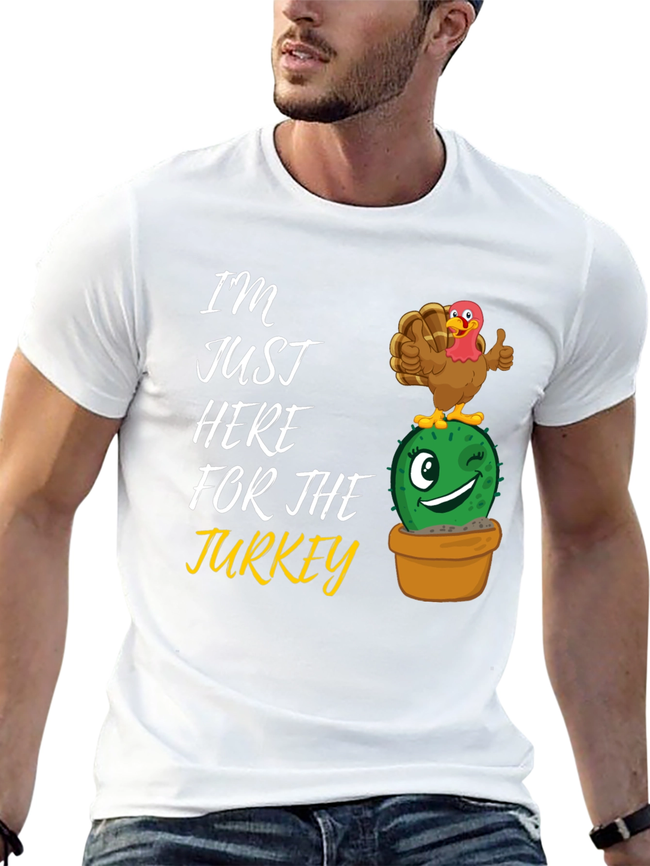 Funny Thanksgiving Turkey Cactus Graphic T-Shirt