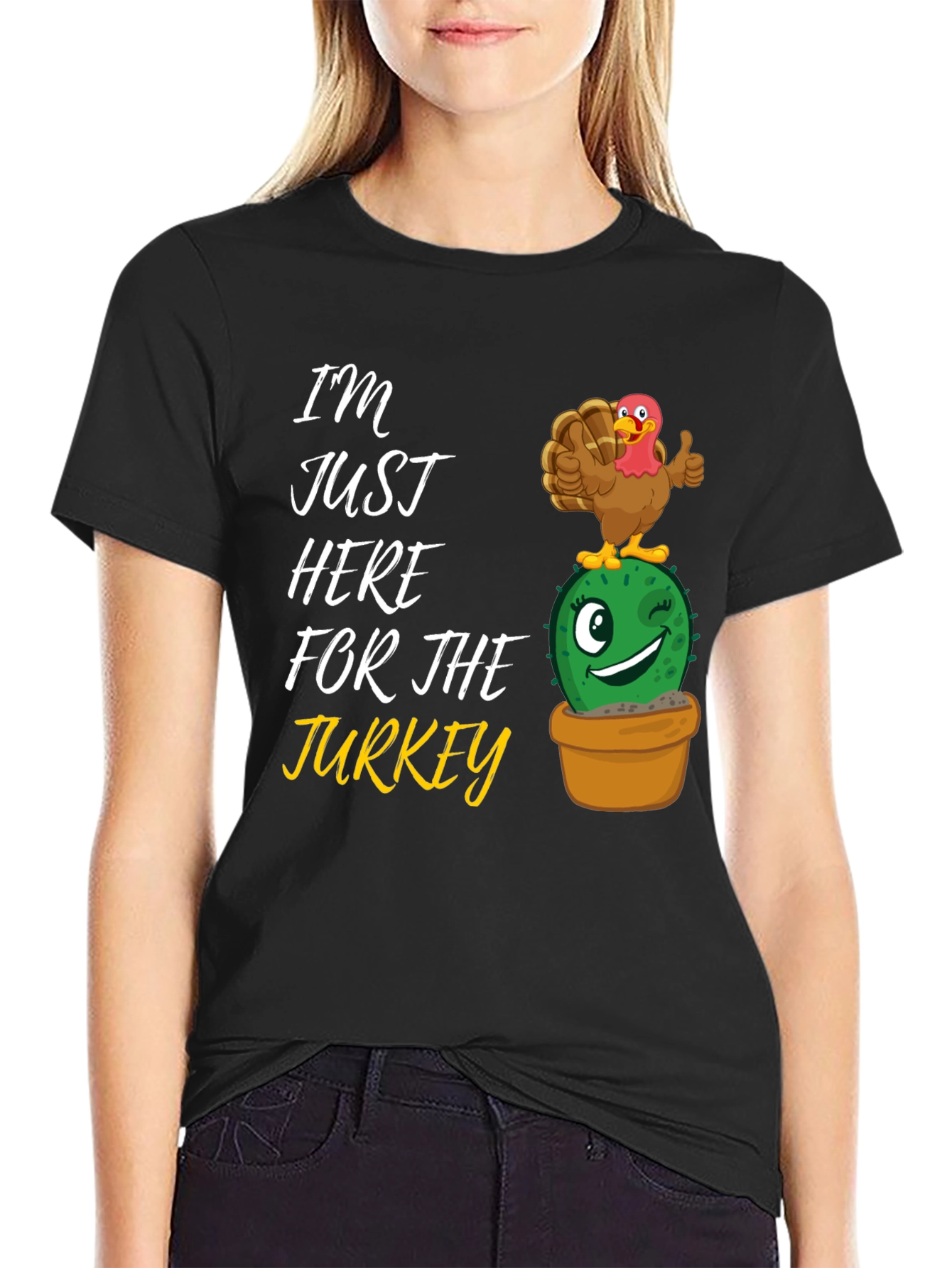 Funny Thanksgiving Turkey Cactus Graphic T-Shirt