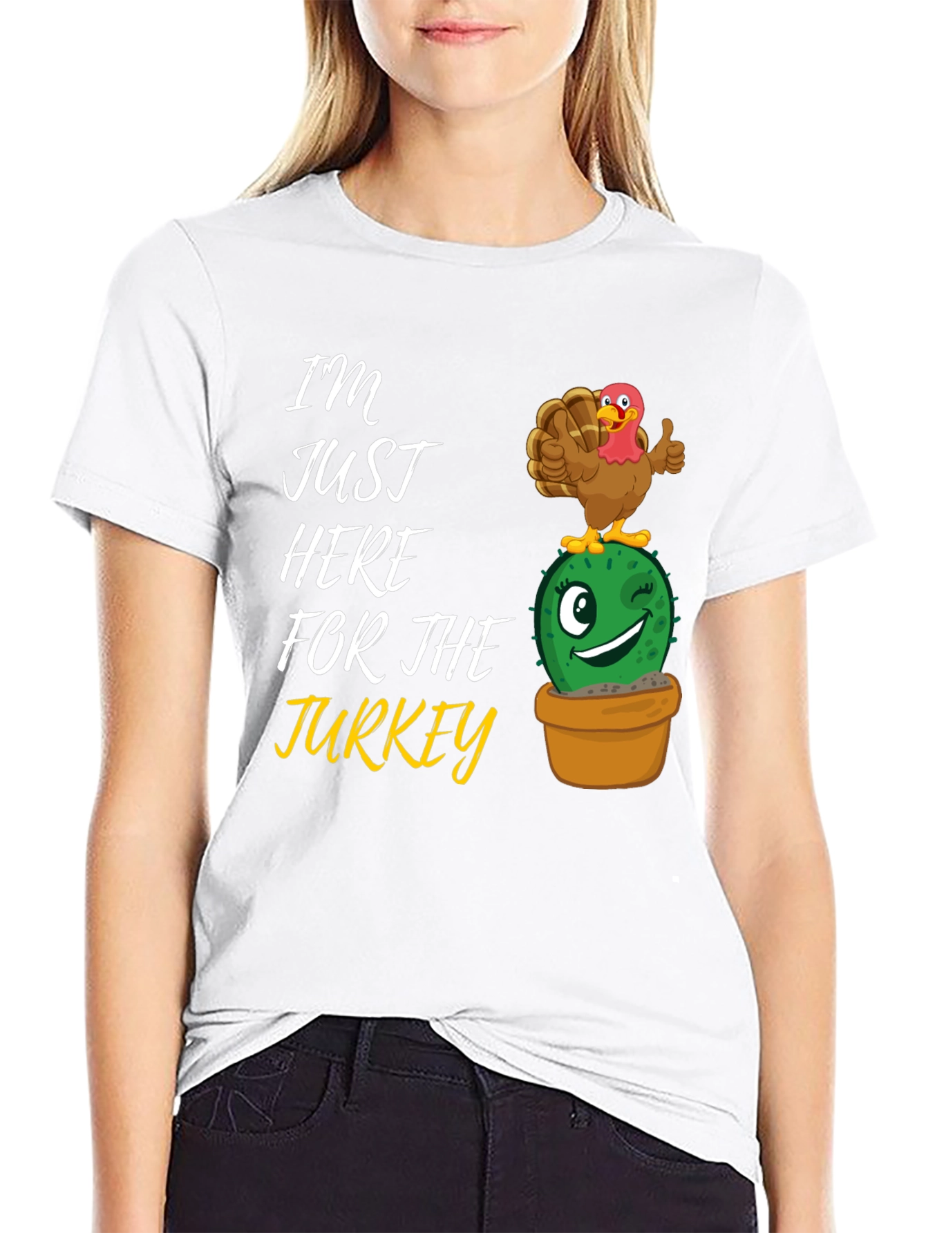Funny Thanksgiving Turkey Cactus Graphic T-Shirt