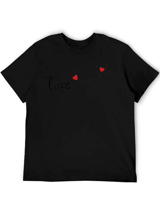 Love Heart Graphic Black T-Shirt