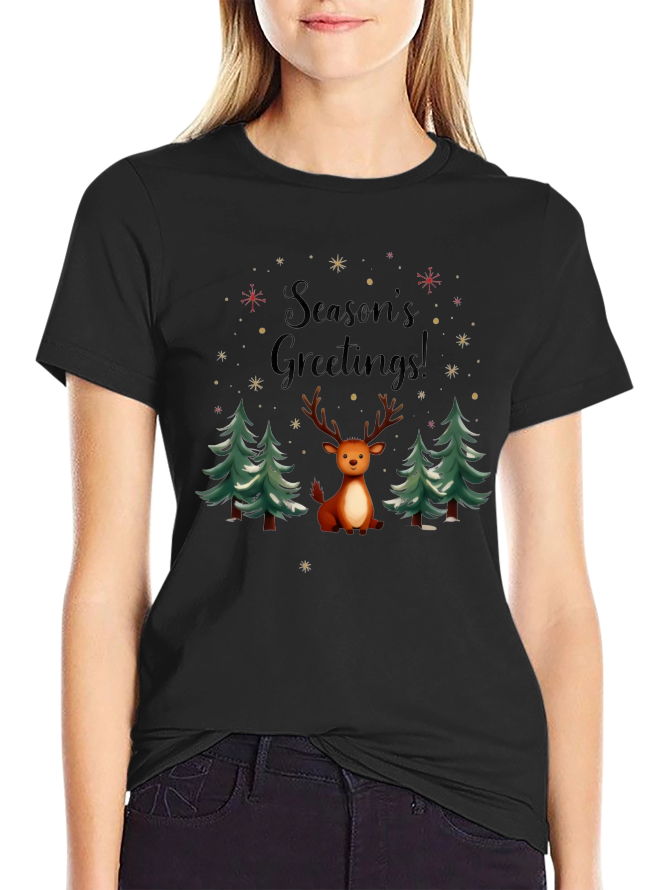 Seasons Greetings Reindeer Holiday T-Shirt
