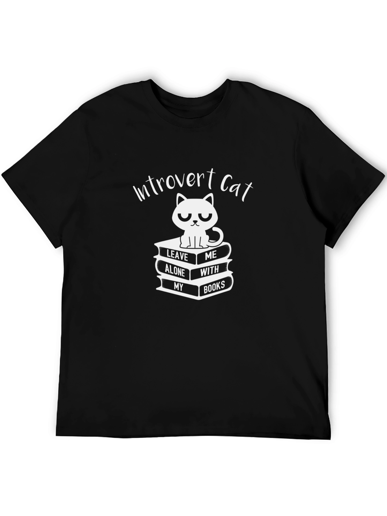 Introvert Cat T-Shirt: Leave Me Alone With My Books