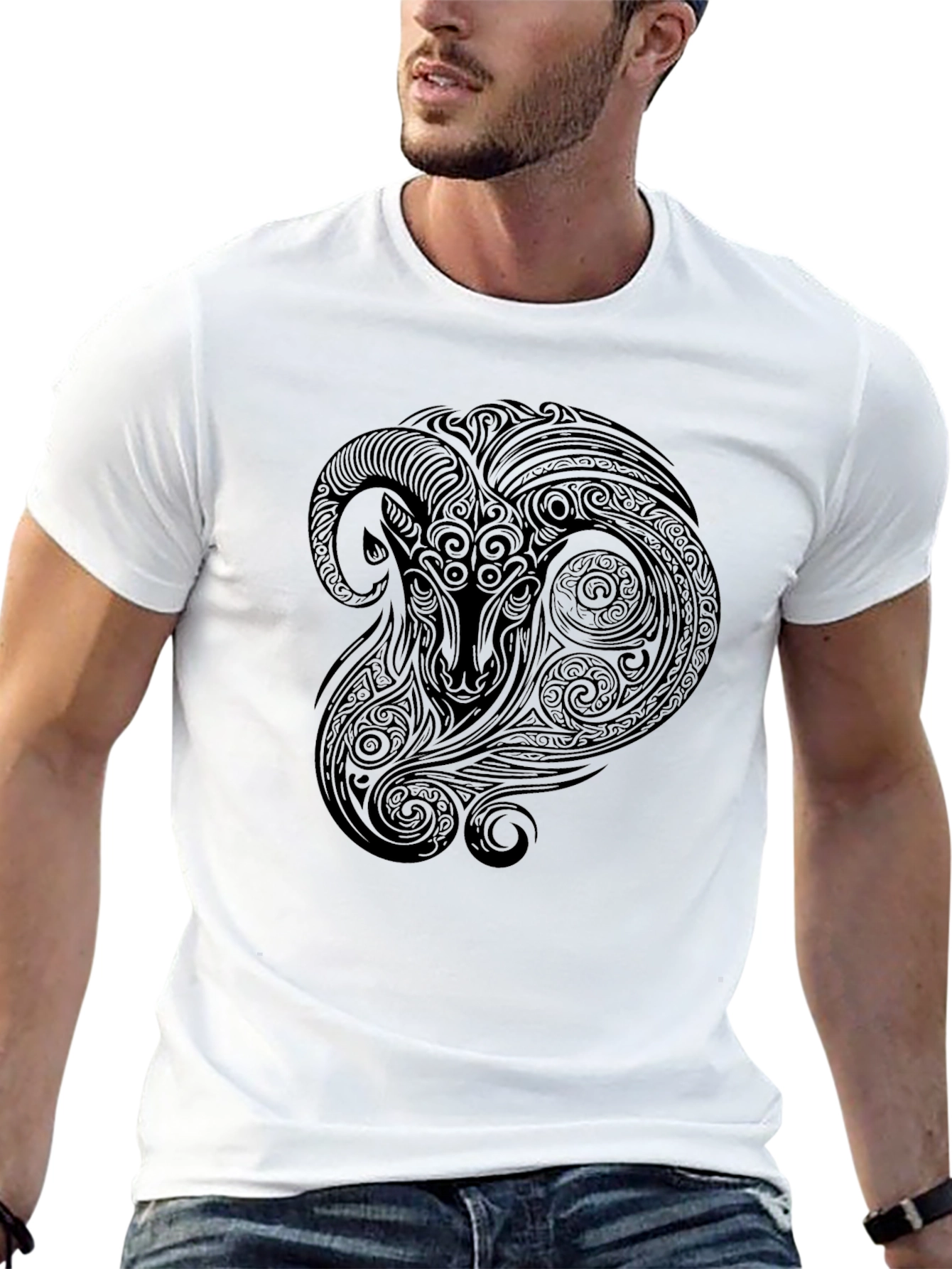 Ram Zodiac Graphic Tee - Black Cotton Comfort