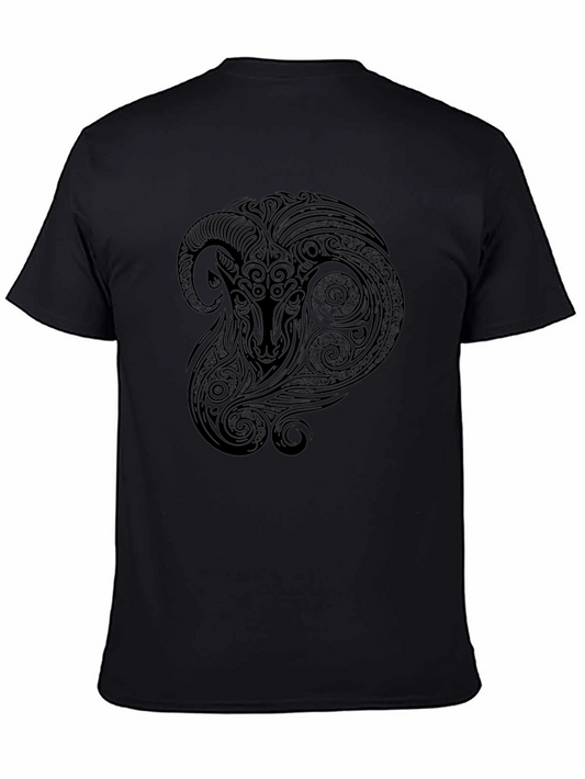 Ram Zodiac Graphic Tee - Black Cotton Comfort