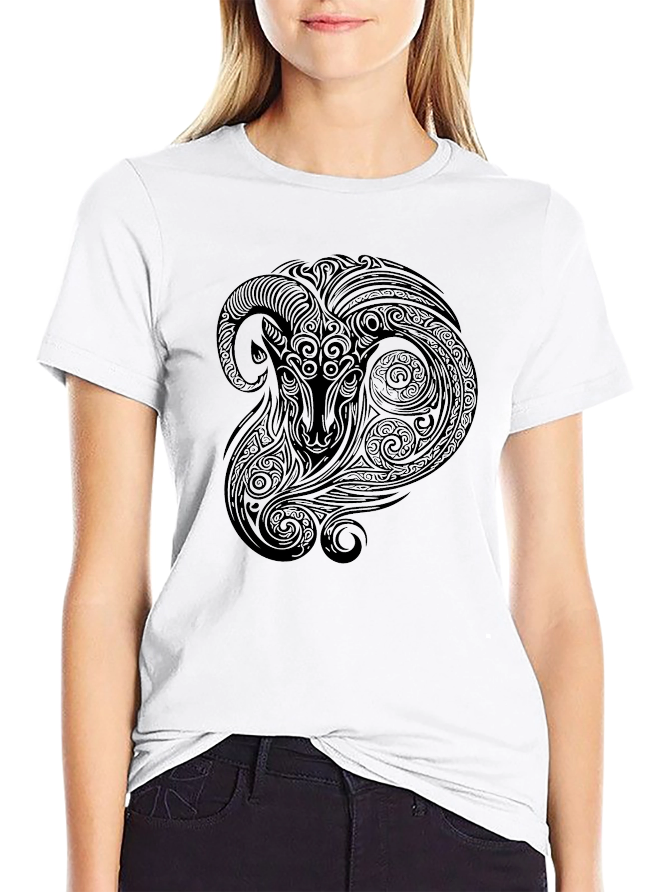 Ram Zodiac Graphic Tee - Black Cotton Comfort