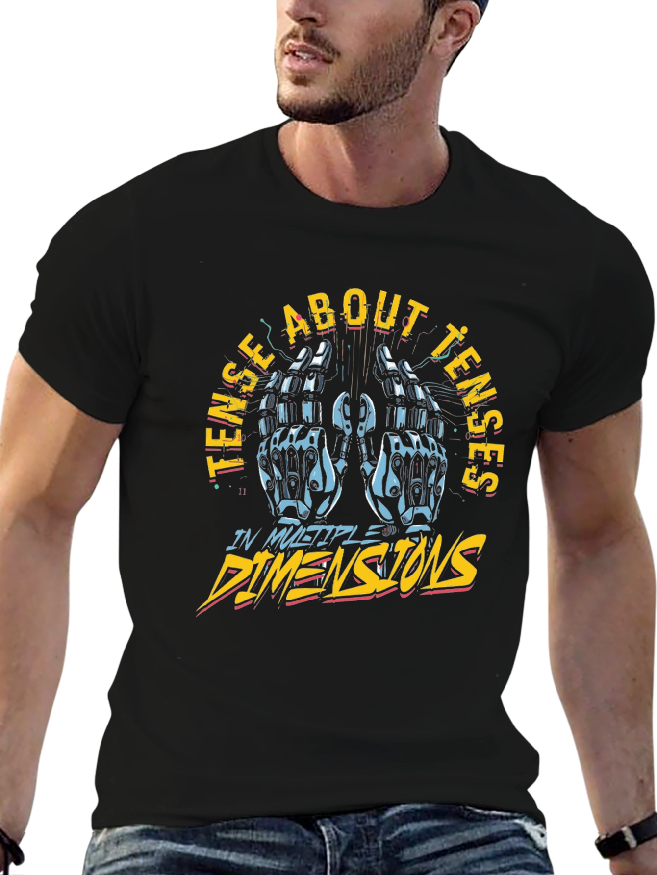 Tense About Tenses Graphic Tee - Black
