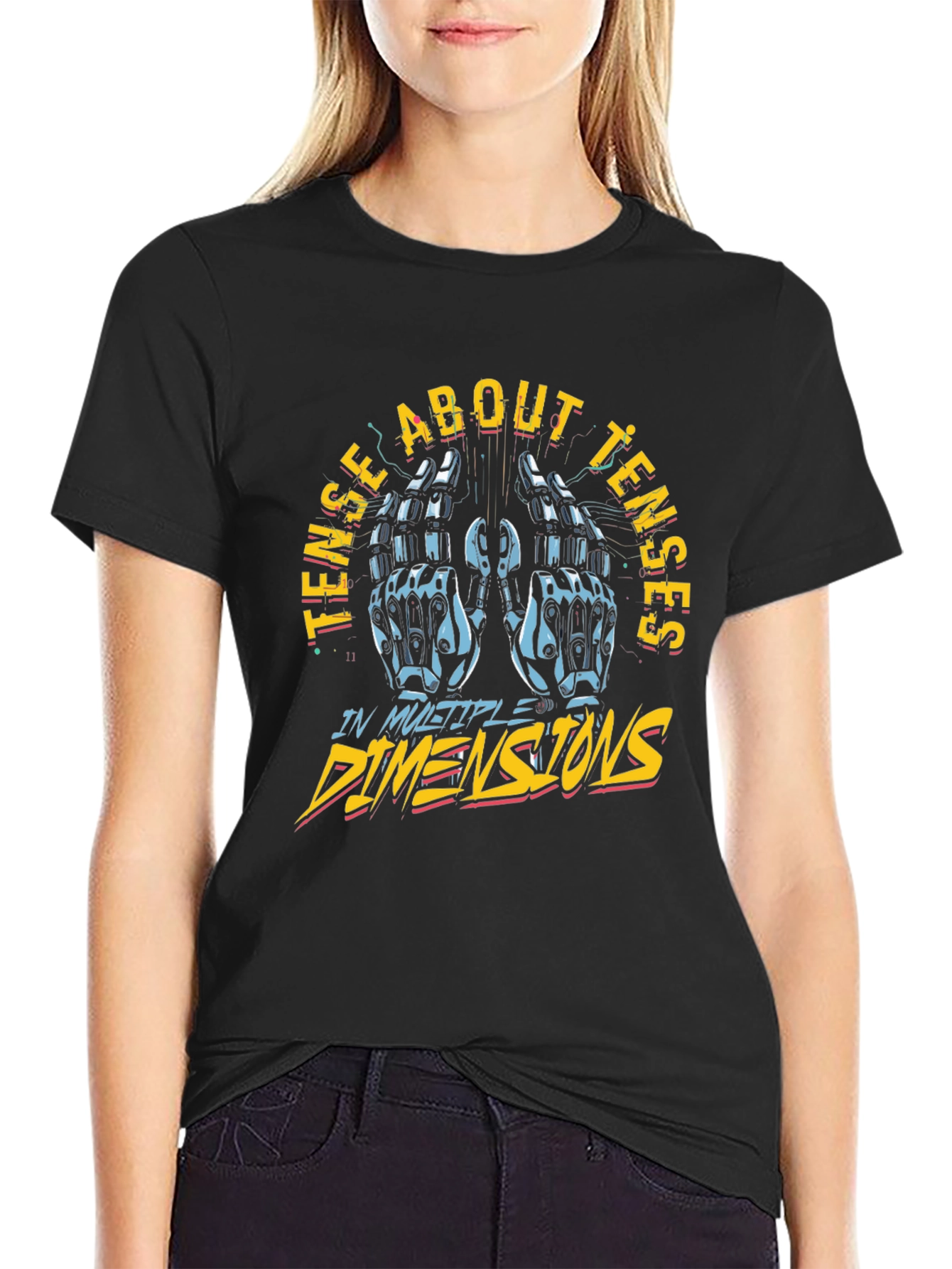 Tense About Tenses Graphic Tee - Black