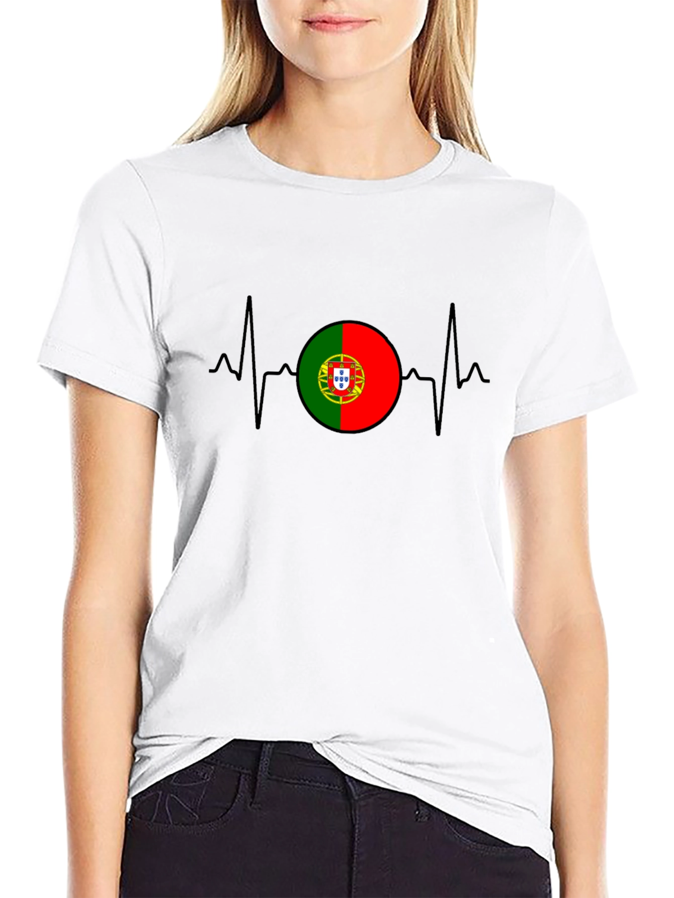 Portugal Flag Heartbeat Graphic T-Shirt