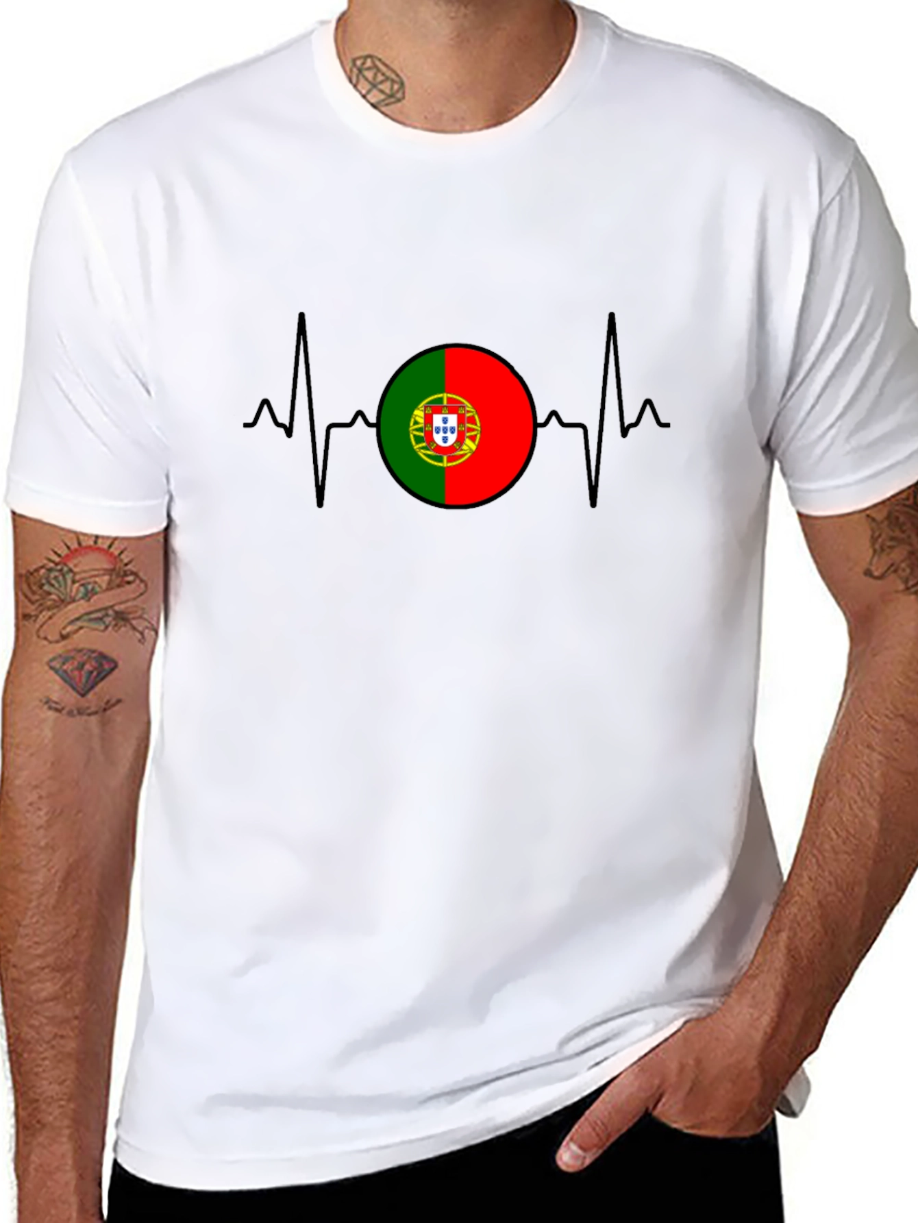 Portugal Flag Heartbeat Graphic T-Shirt