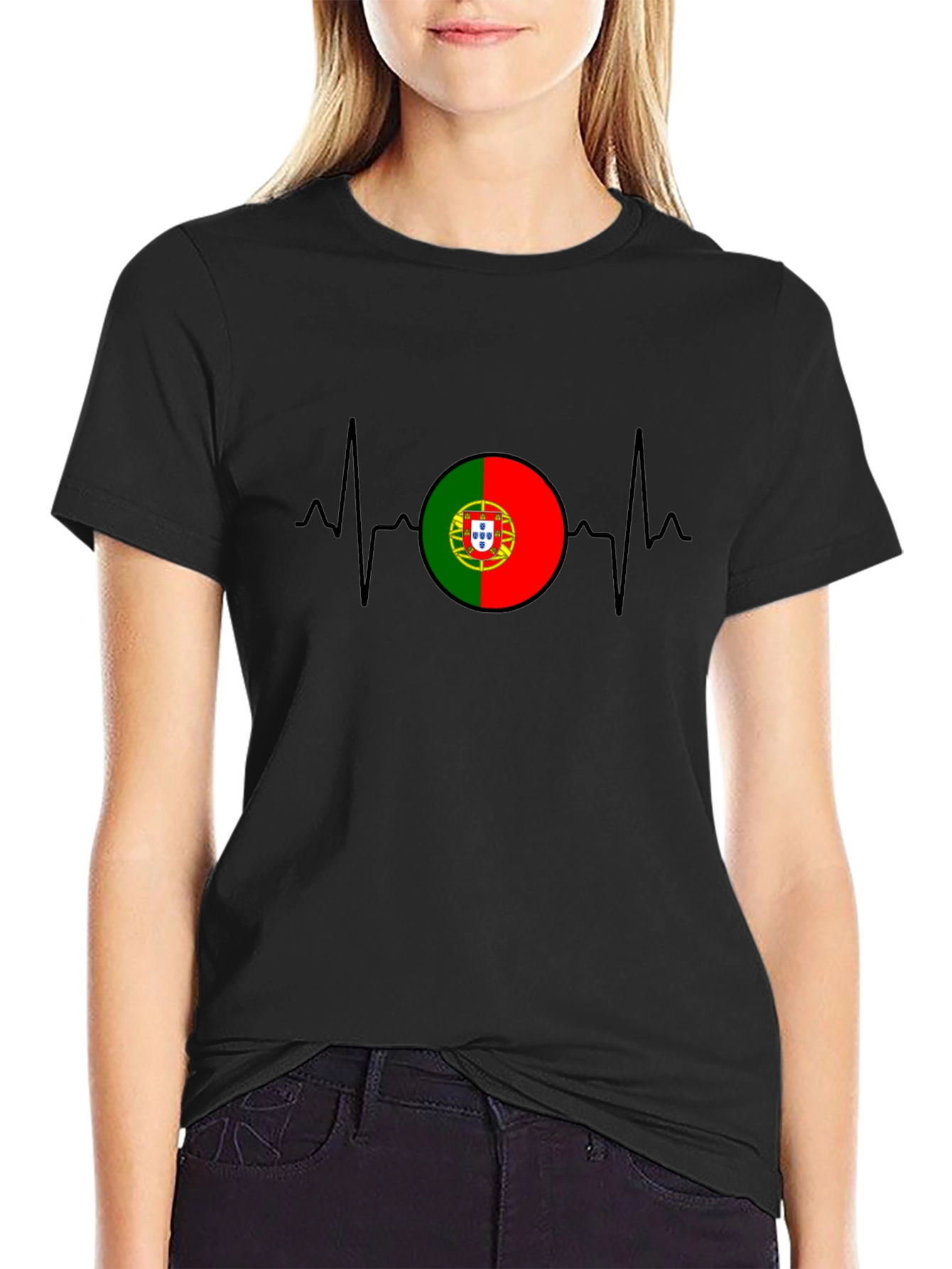Portugal Flag Heartbeat Graphic T-Shirt