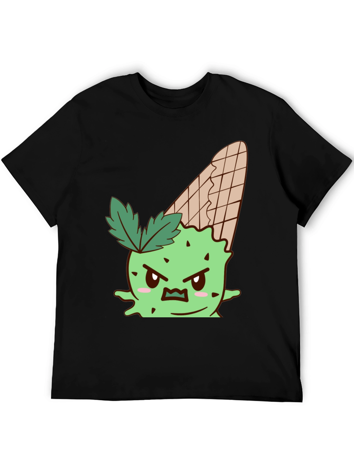 Mens Black T-Shirt with Angry Ice Cream Cone Graphic