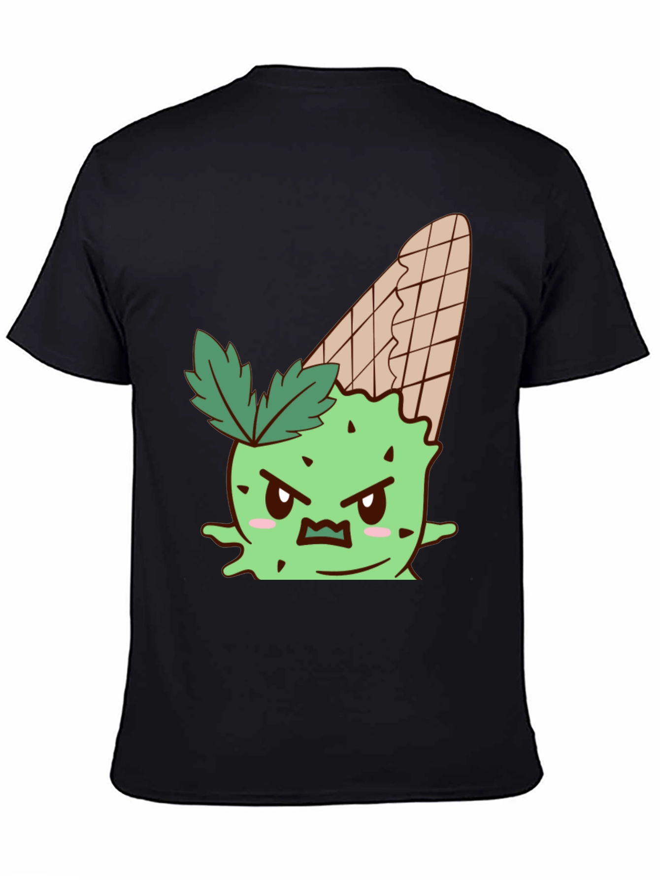 Mens Black T-Shirt with Angry Ice Cream Cone Graphic