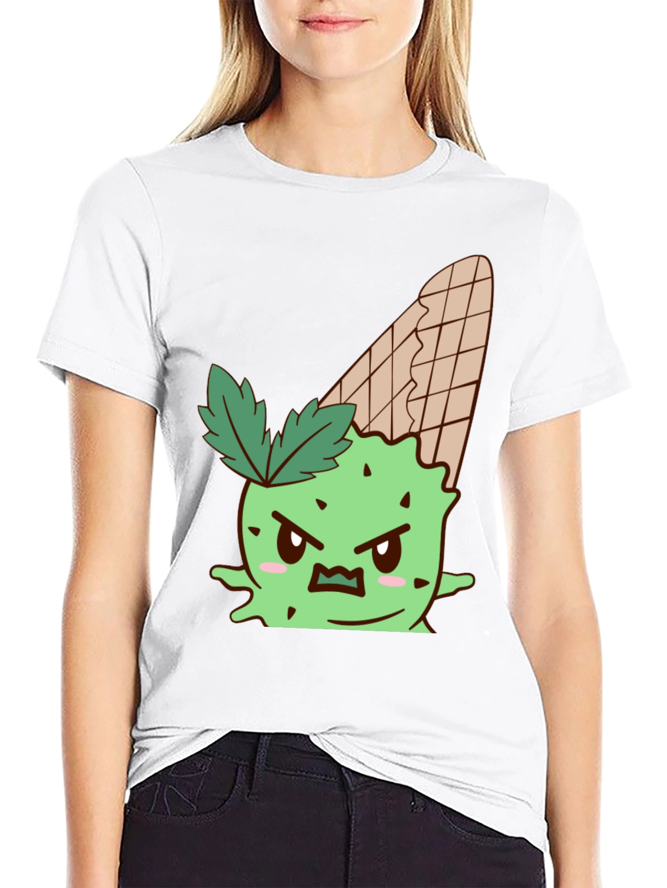 Mens Black T-Shirt with Angry Ice Cream Cone Graphic