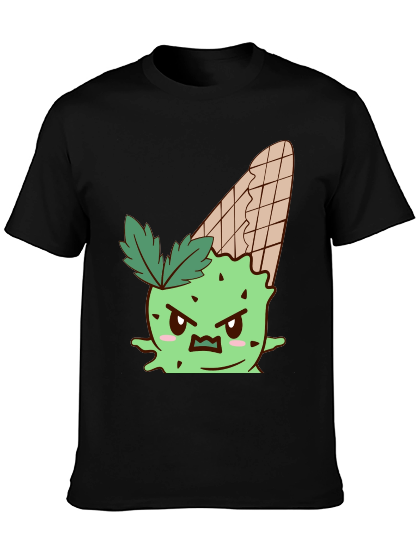 Mens Black T-Shirt with Angry Ice Cream Cone Graphic