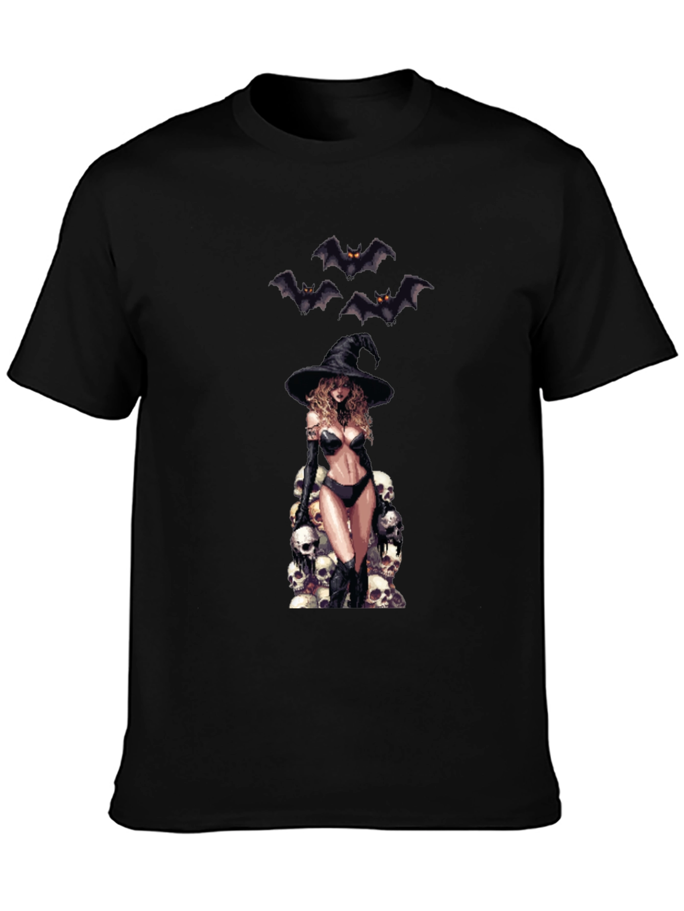 Skull Witch Graphic T-Shirt - Halloween Style