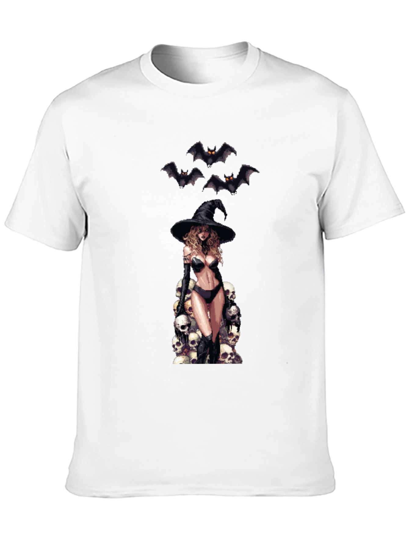 Skull Witch Graphic T-Shirt - Halloween Style
