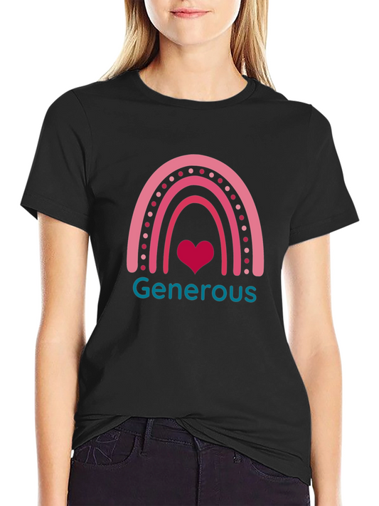 Generous Rainbow Heart Graphic Tee - Stylish & Comfortable
