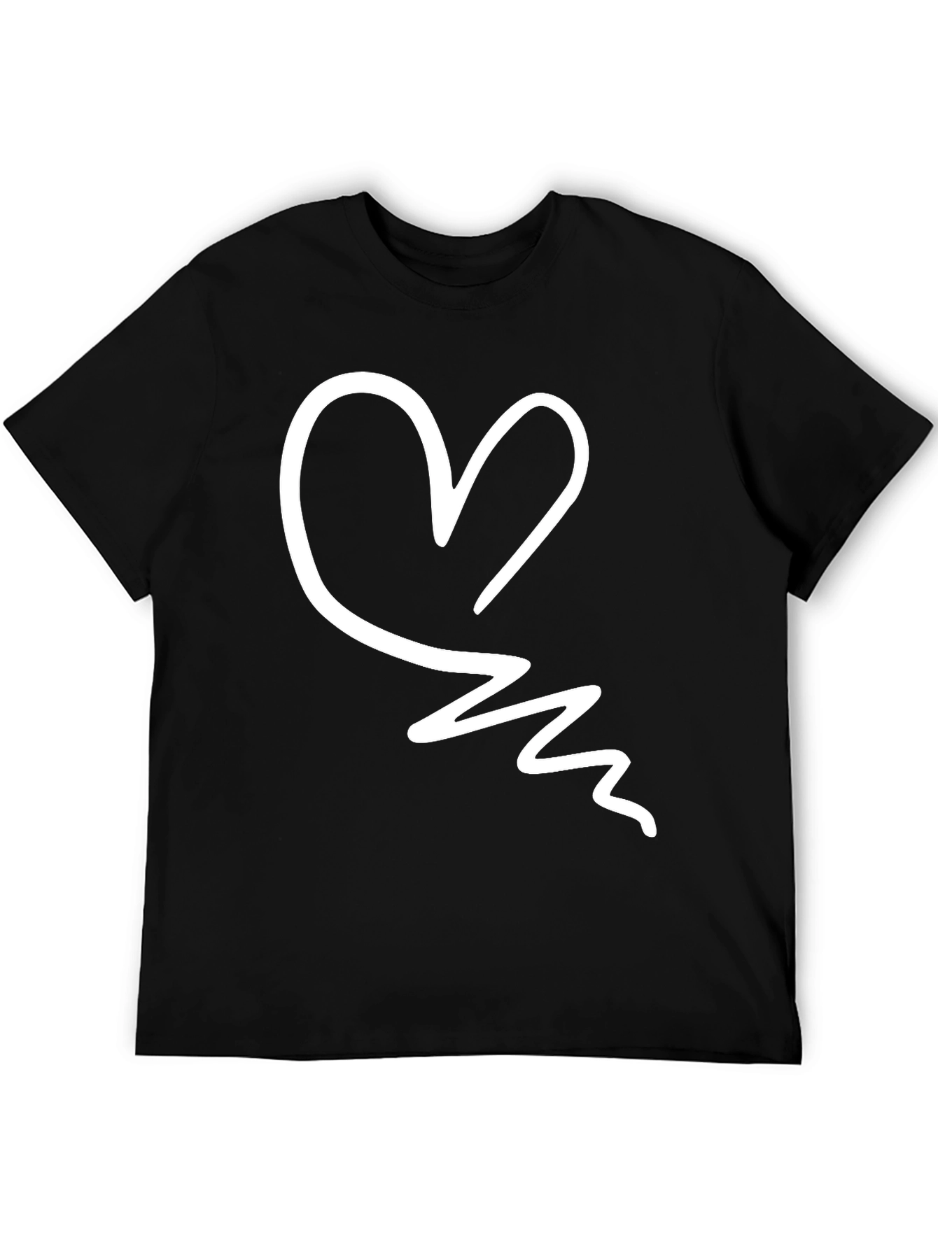 Heart Scribble Black T-Shirt - Trendy Casual Tee