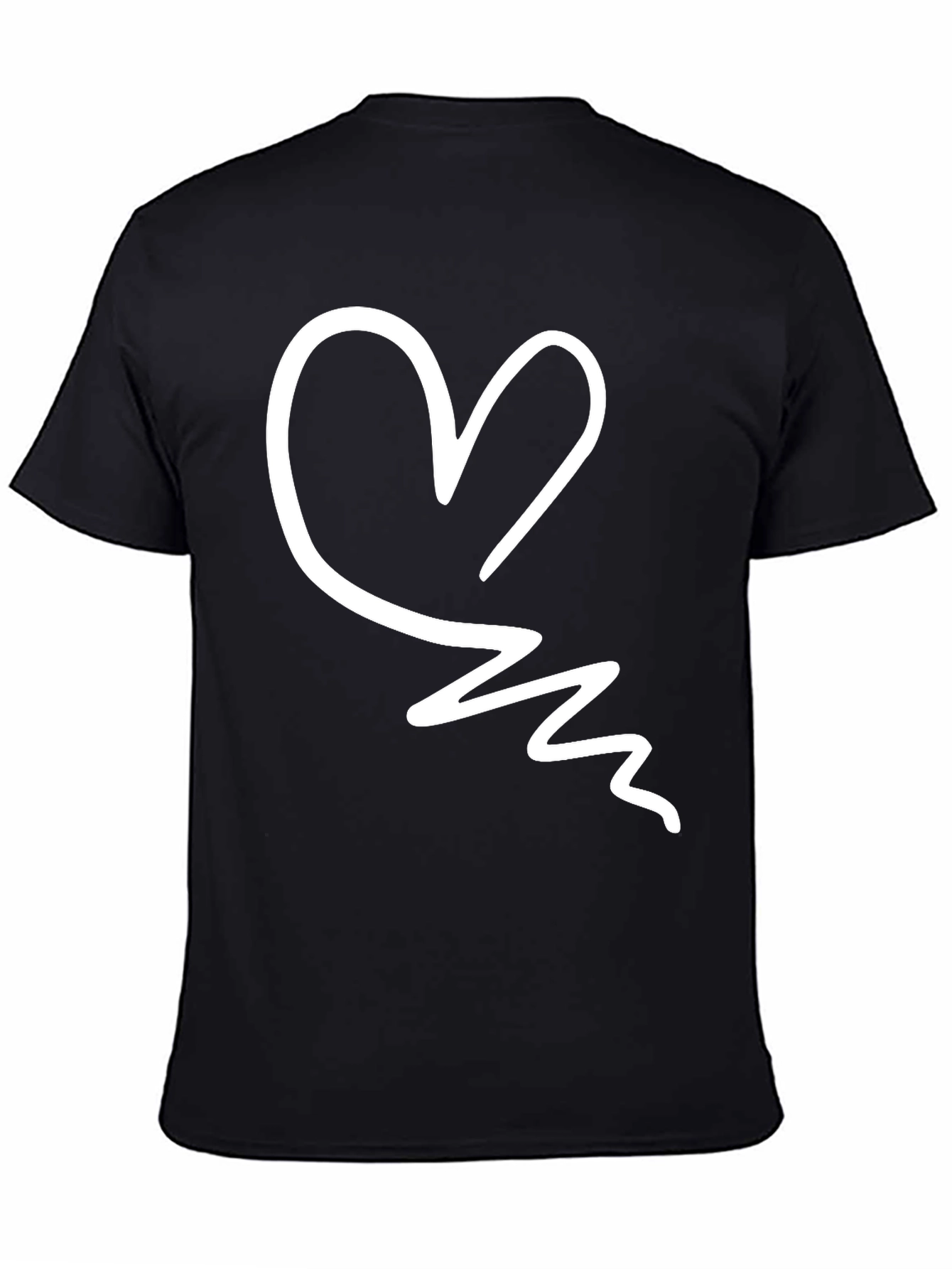Heart Scribble Black T-Shirt - Trendy Casual Tee