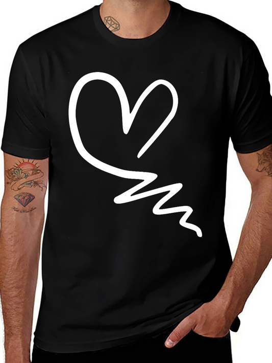 Heart Scribble Black T-Shirt - Trendy Casual Tee
