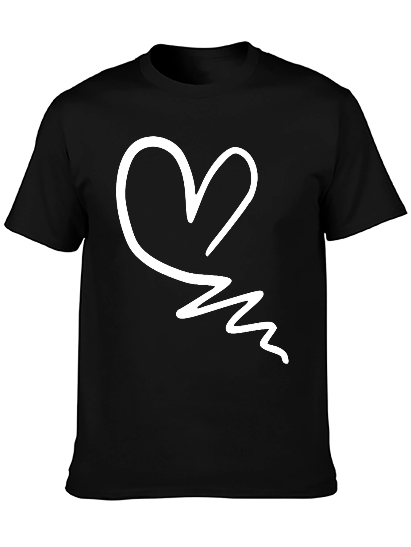 Heart Scribble Black T-Shirt - Trendy Casual Tee