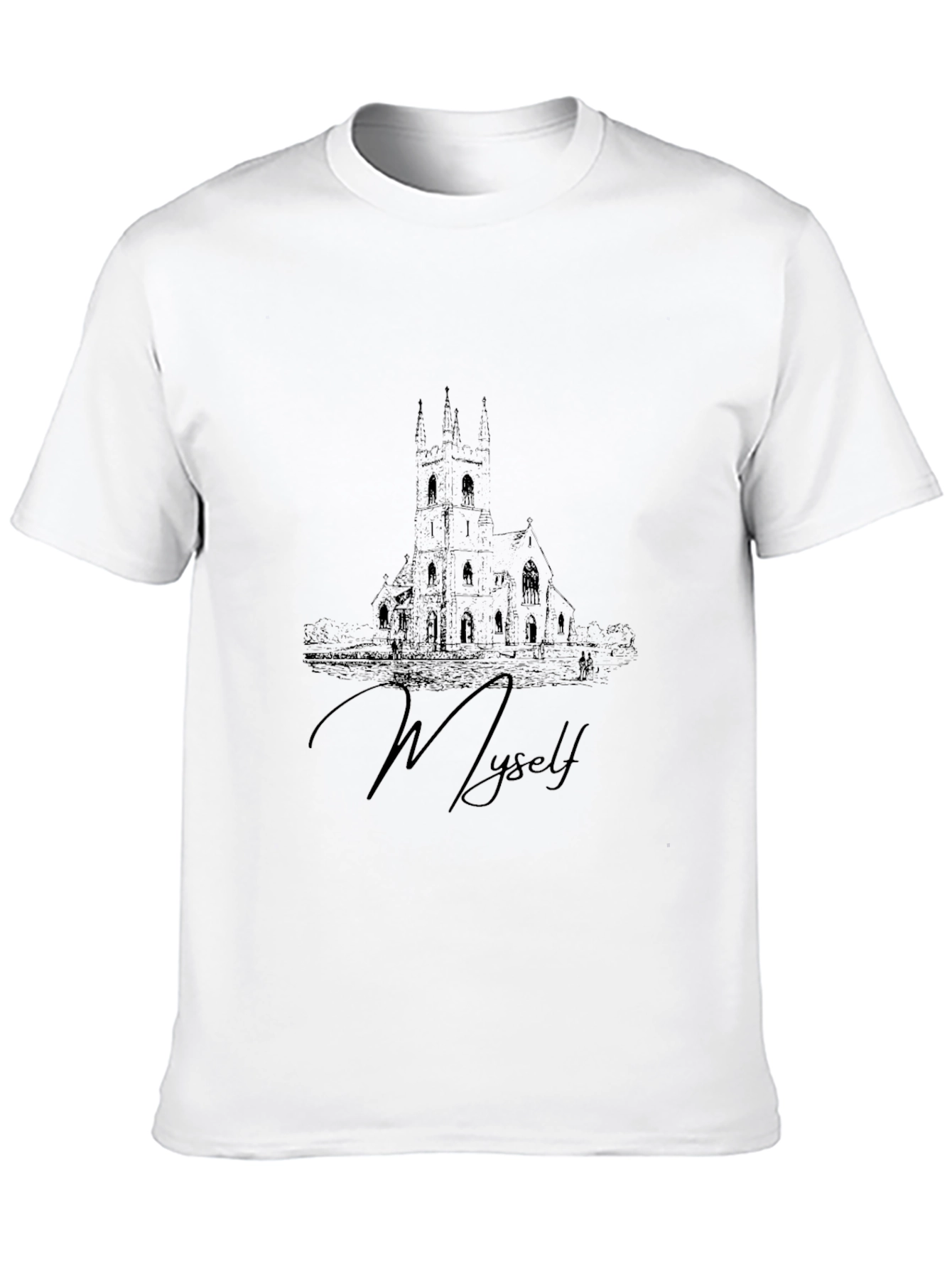 Mens Black T-Shirt with Architectural Design