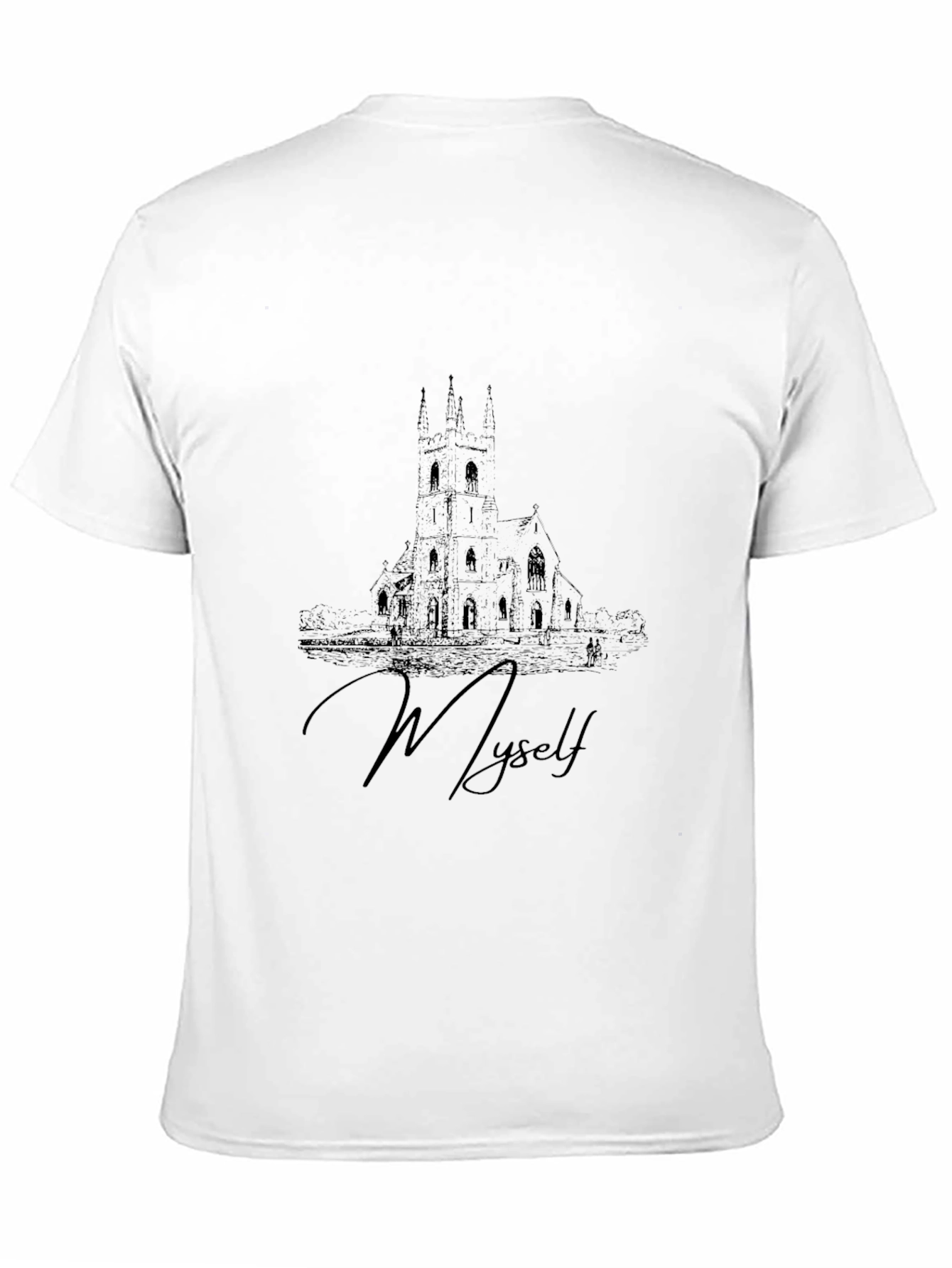 Mens Black T-Shirt with Architectural Design