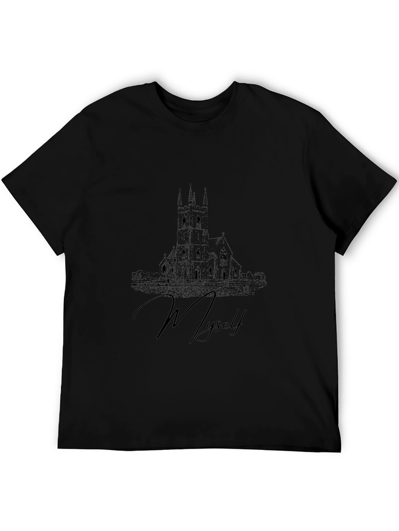 Mens Black T-Shirt with Architectural Design