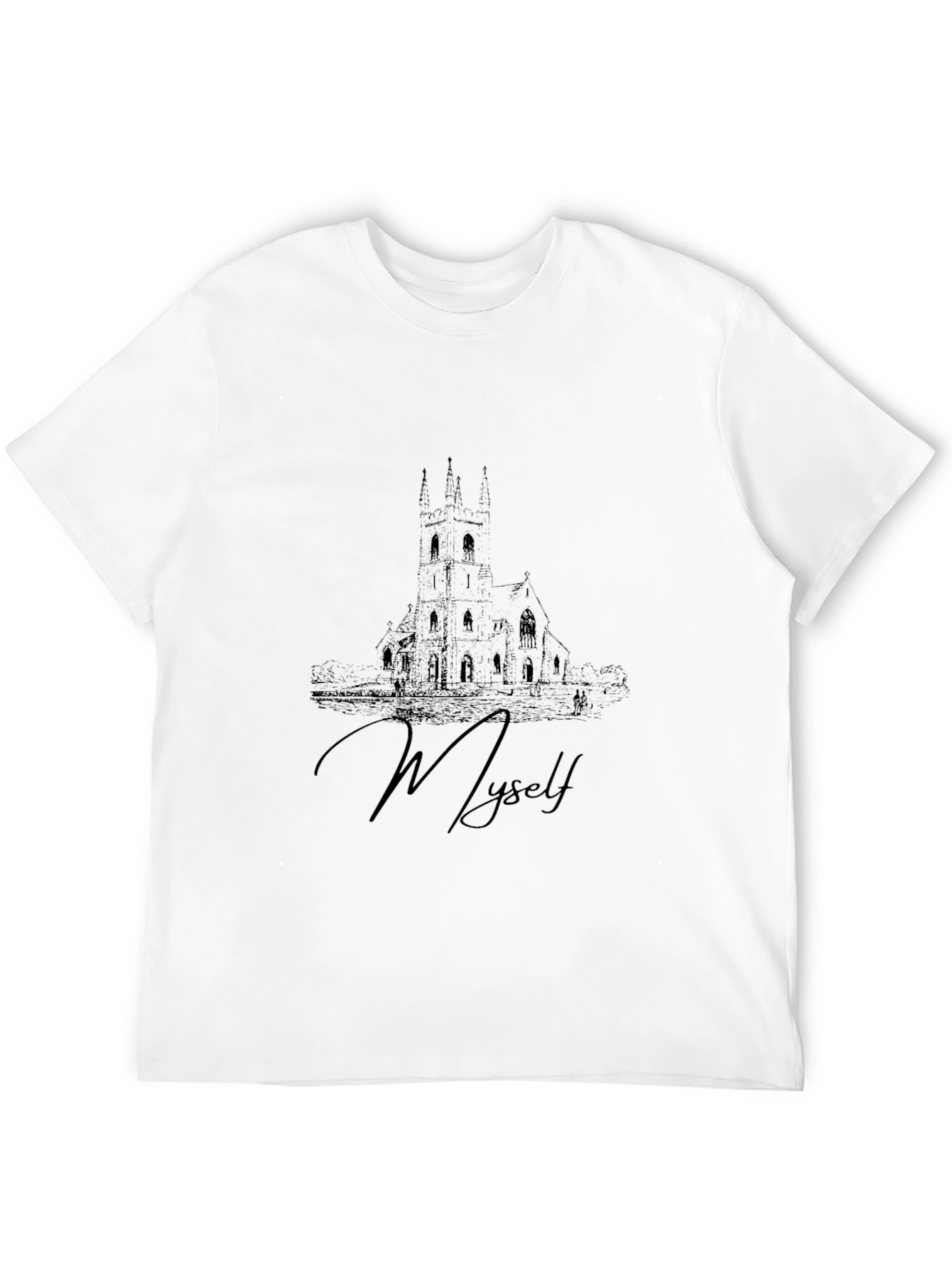 Mens Black T-Shirt with Architectural Design