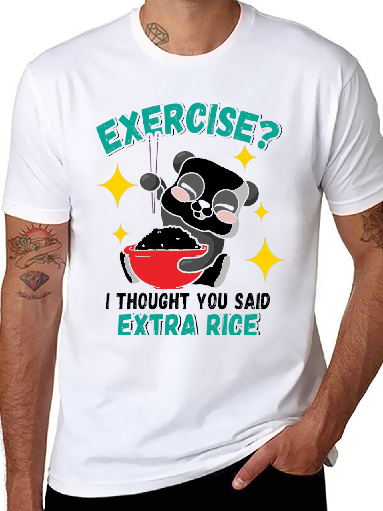 Funny Panda Extra Rice Graphic T-Shirt