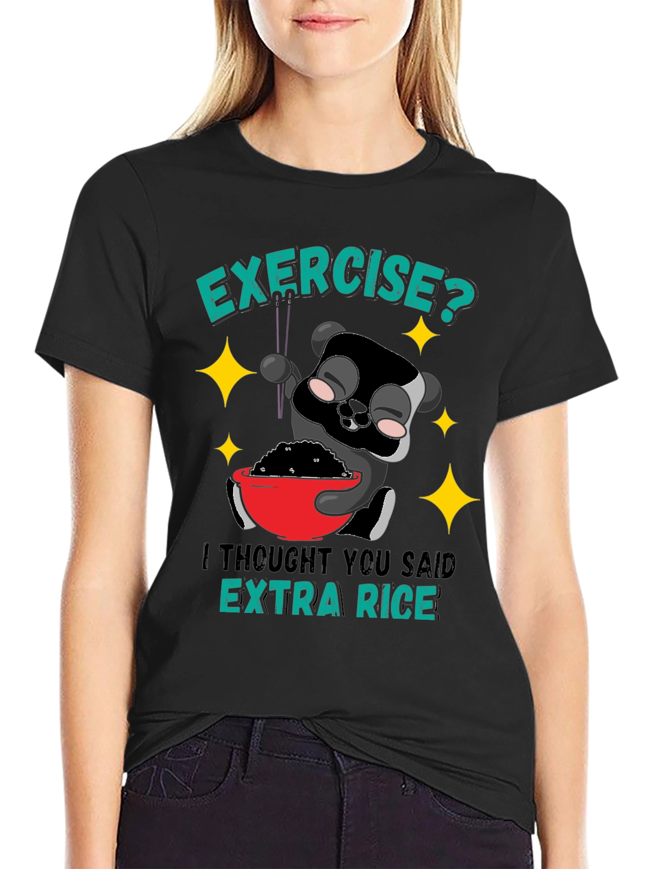 Funny Panda Extra Rice Graphic T-Shirt