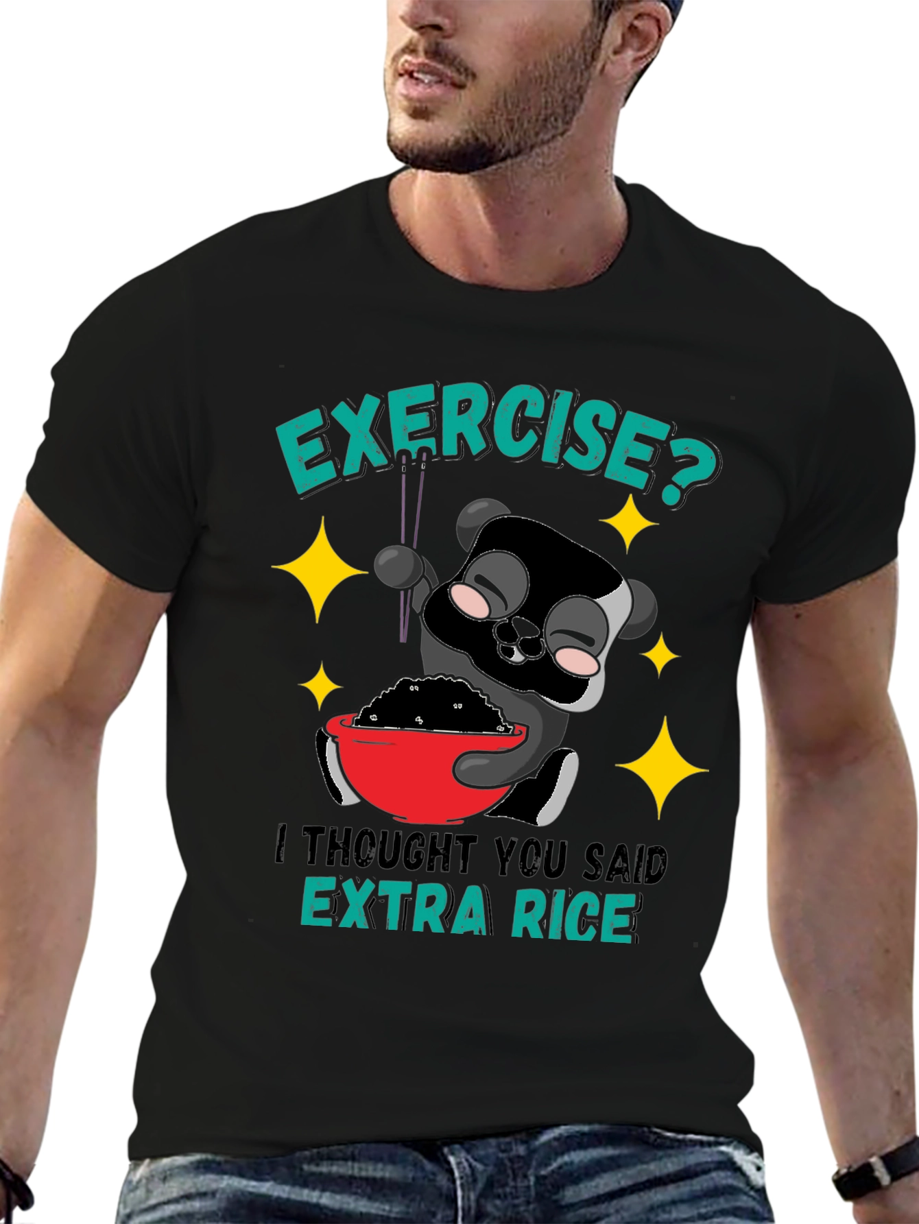 Funny Panda Extra Rice Graphic T-Shirt