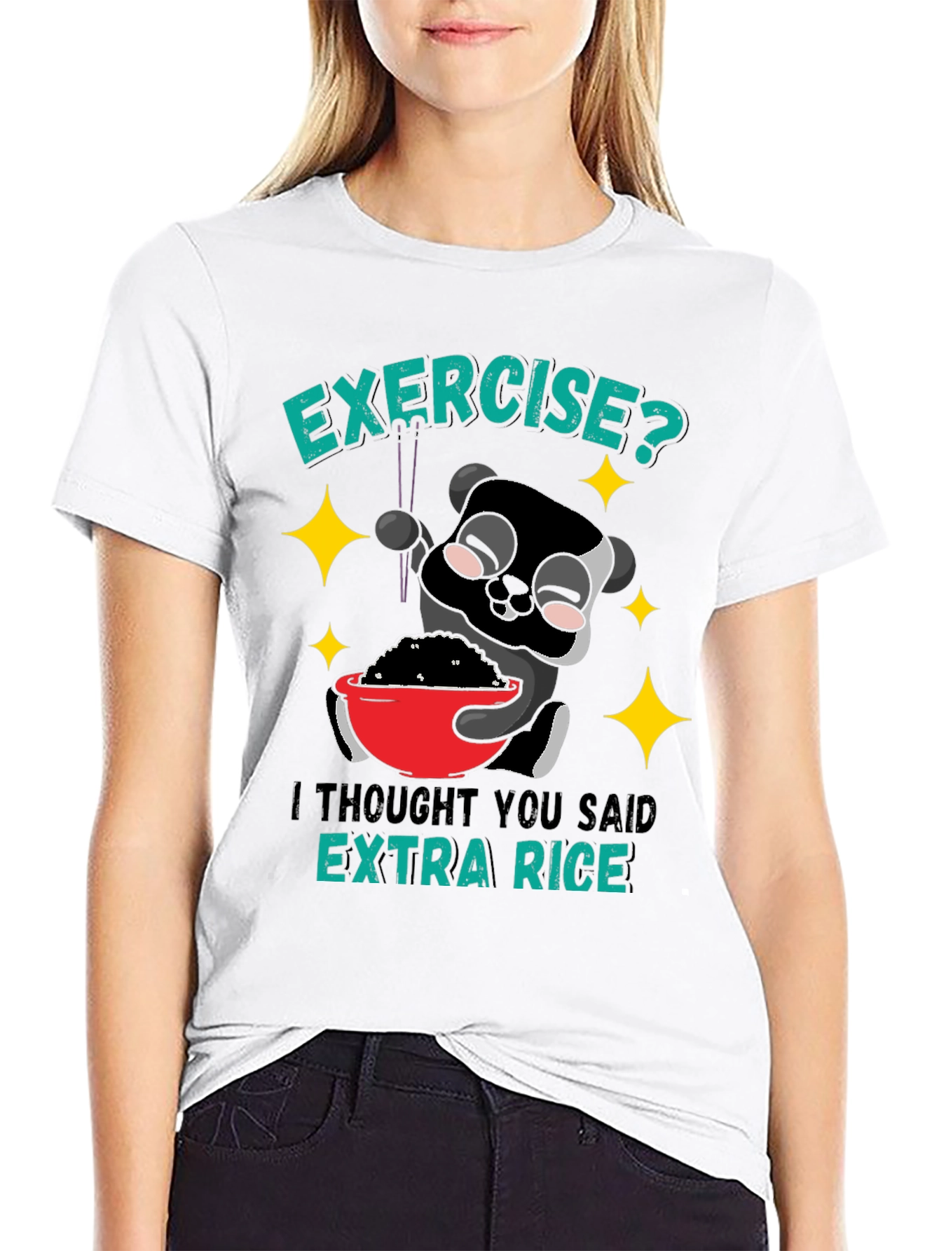Funny Panda Extra Rice Graphic T-Shirt