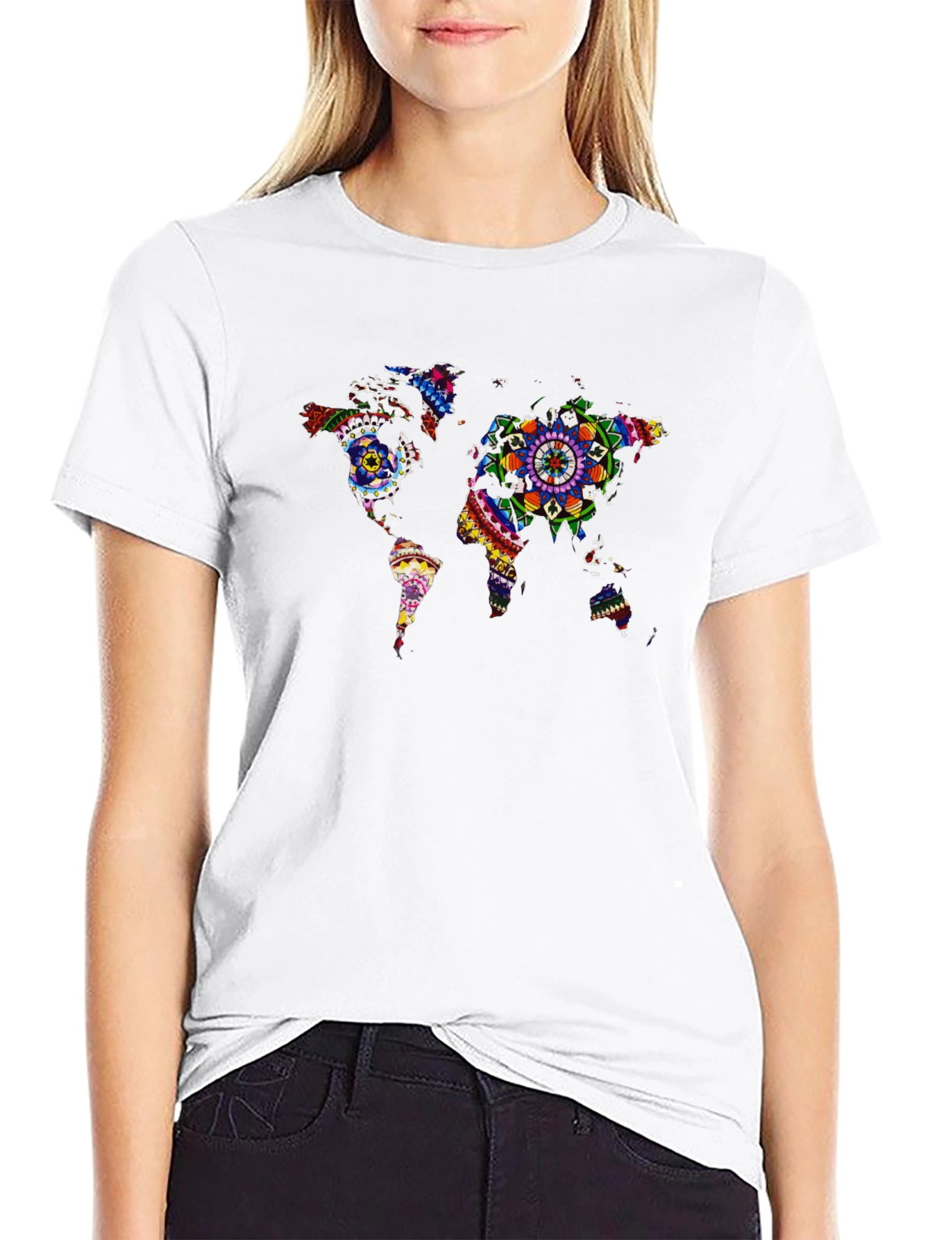 World Map Mandala Graphic T-Shirt