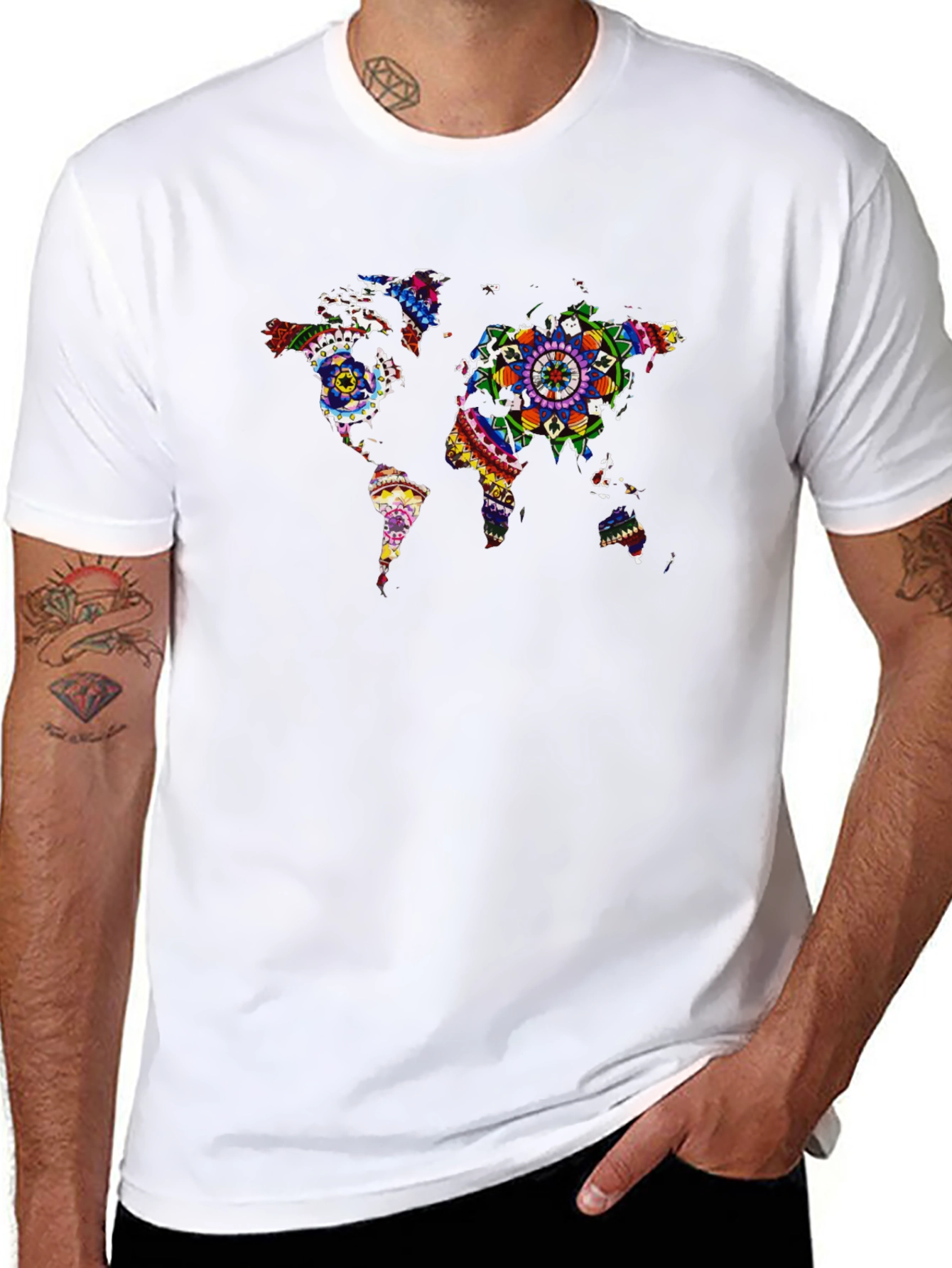 World Map Mandala Graphic T-Shirt
