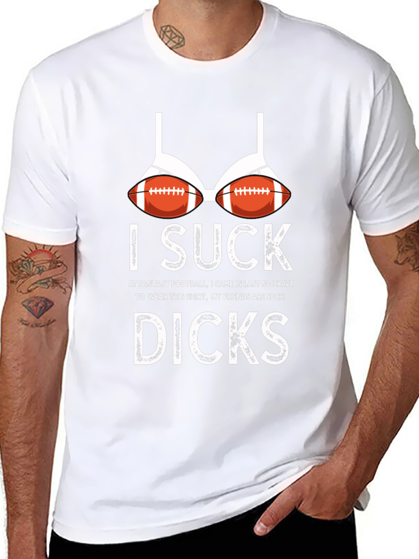 Humorous I Suck Football Bra Graphic T-Shirt