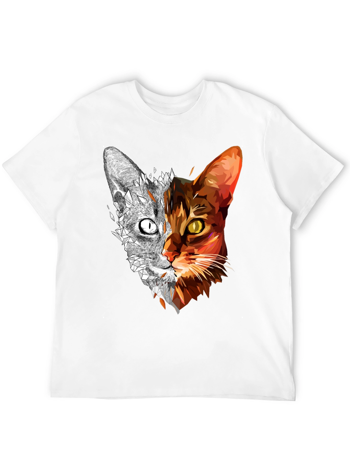 Abstract Geometric Cat Graphic Tee