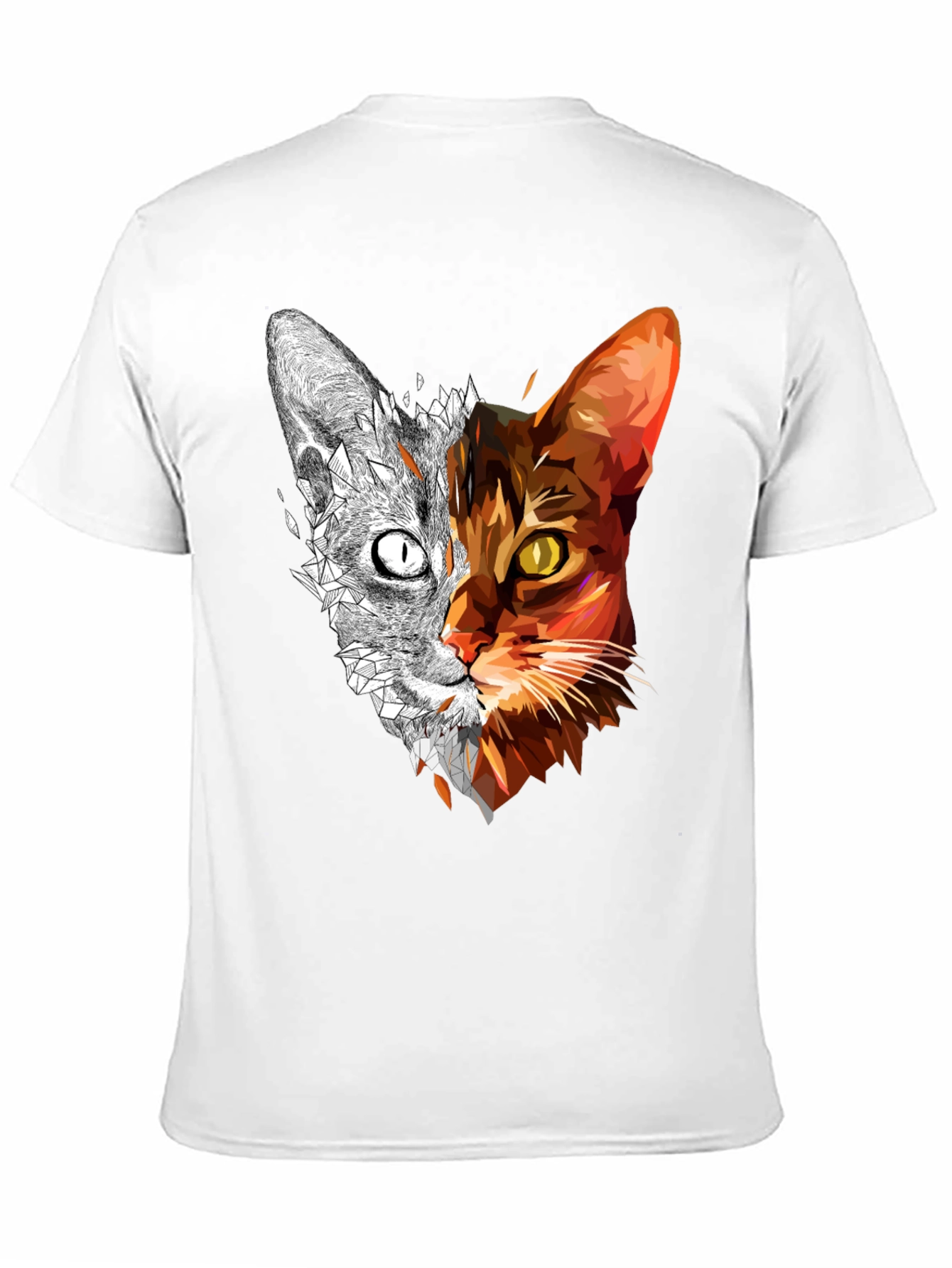 Abstract Geometric Cat Graphic Tee