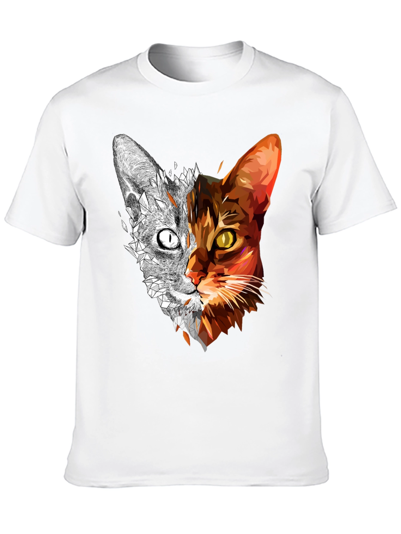Abstract Geometric Cat Graphic Tee