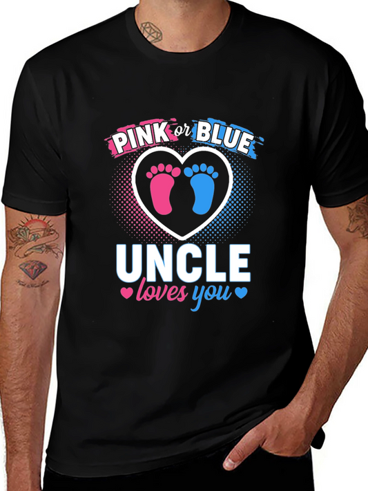 Gender Reveal Uncle T-Shirt - Pink or Blue Baby Feet