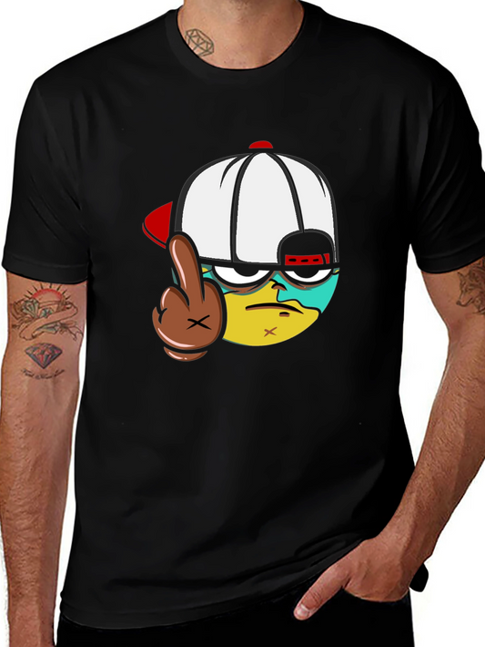 Cartoon Character Flip-Off Black T-Shirt