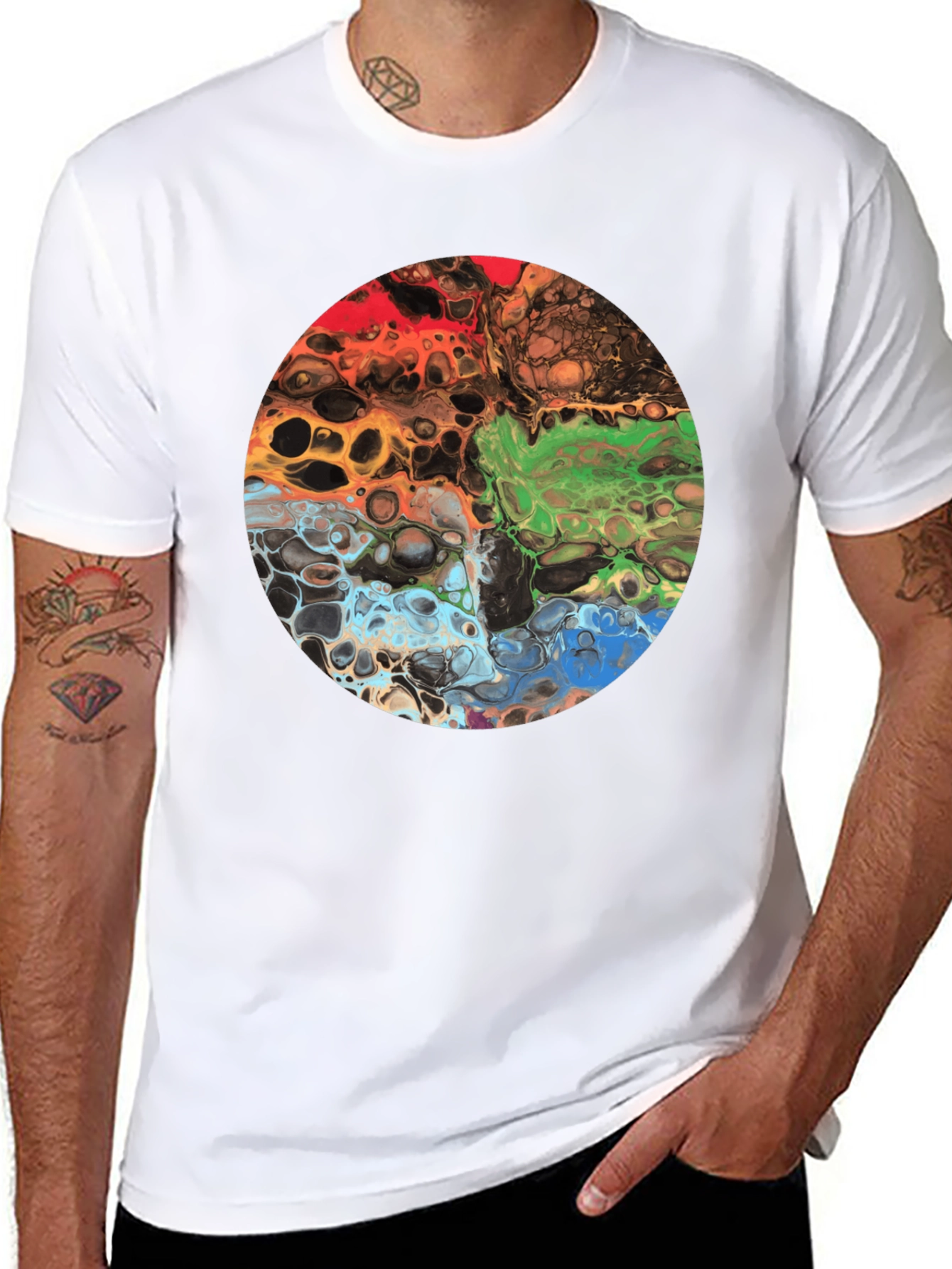 Abstract Fluid Art Graphic Tee - Black