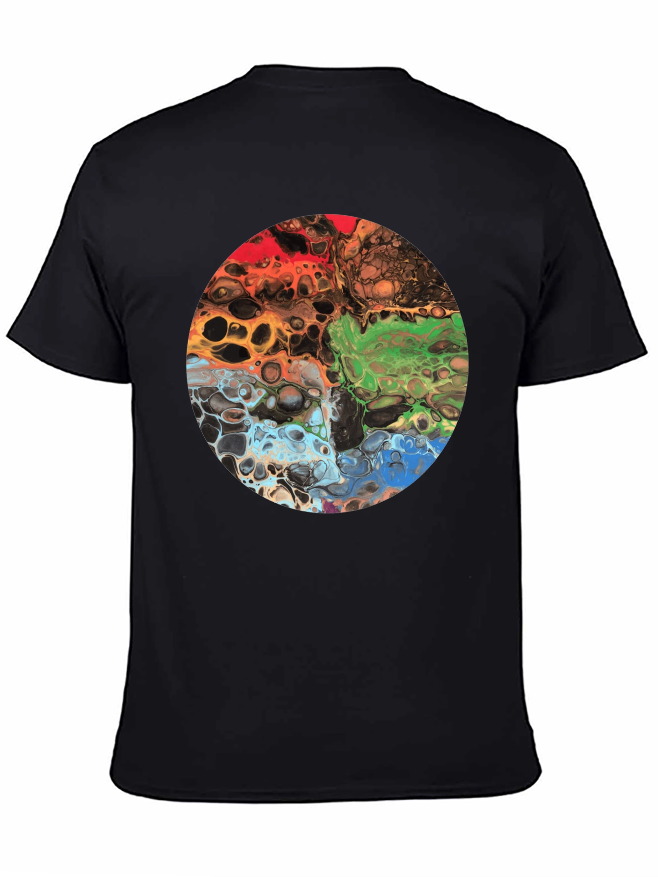 Abstract Fluid Art Graphic Tee - Black