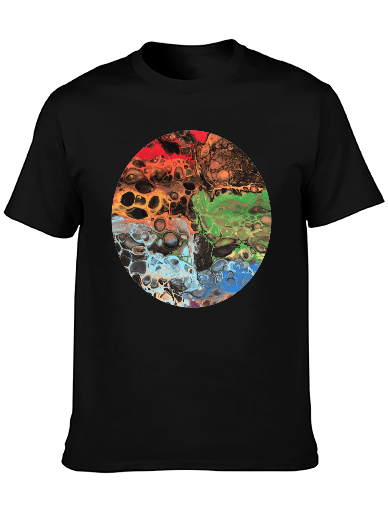 Abstract Fluid Art Graphic Tee - Black