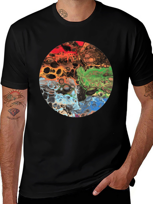 Abstract Fluid Art Graphic Tee - Black