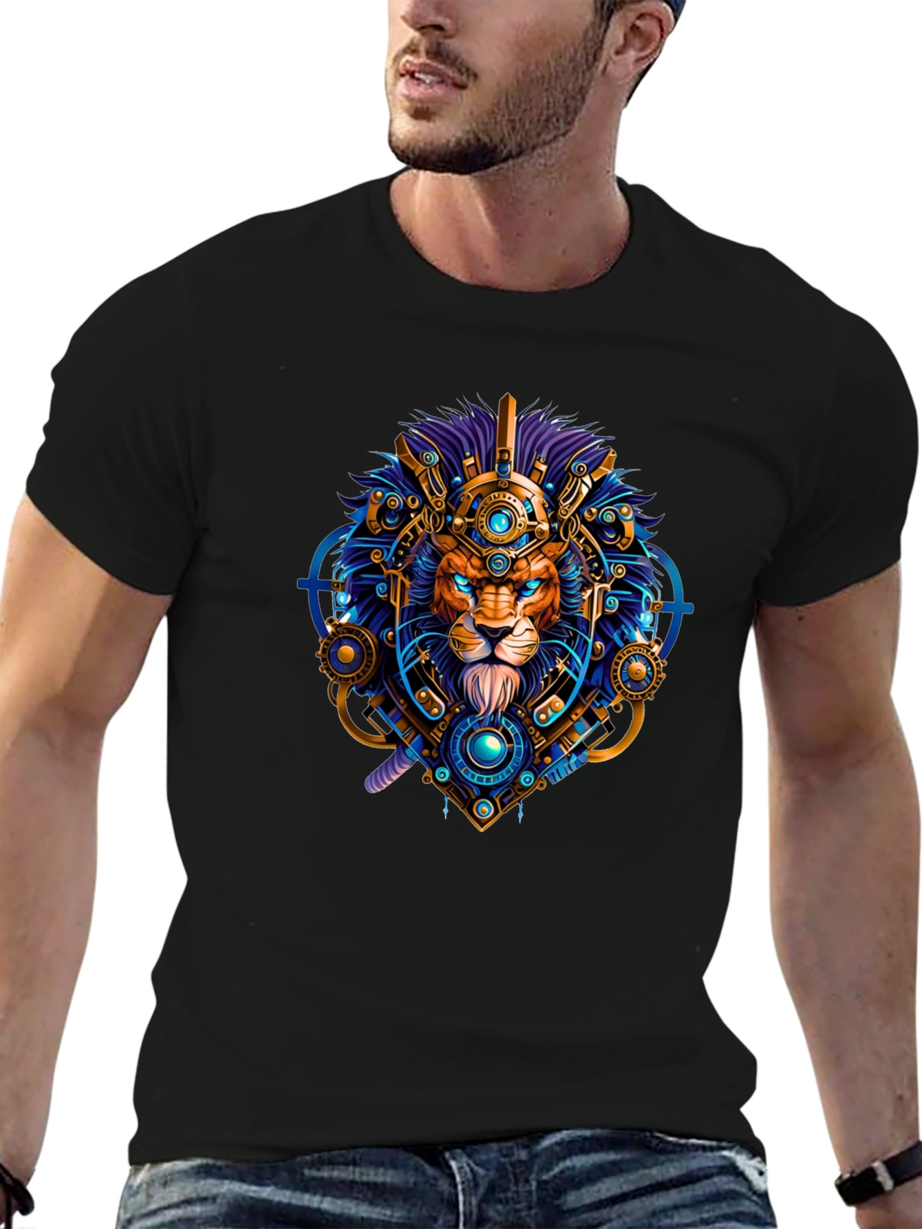 Lion Techwear Graphic Tee - Bold Unique Design