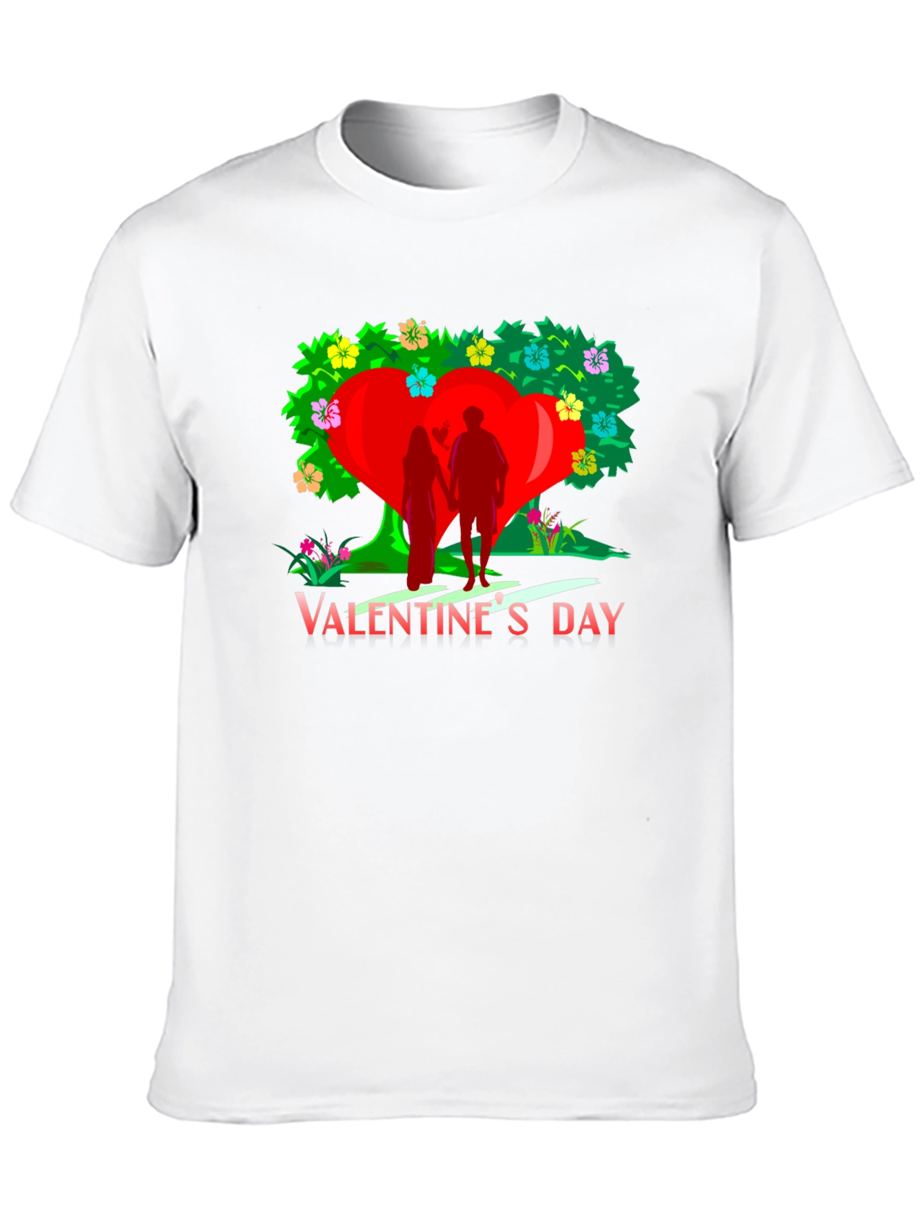 Valentines Day Heart Tree Graphic Tee - Black